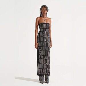 NWT.  AKIRA I'm Late Rhinestone Graphic Midi Dress.